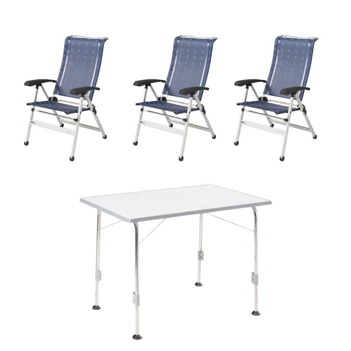 DUKDALF Stuhl Cha Cha blau 3er-Set & Tisch STABILIC III 115x70 cm hellgrau DUKDALF Stuhl Cha Cha blau 3er-Set - Tisch STABILIC III 115x70 cm hellgrau - 42-02-4611-0 40-24-1157.0