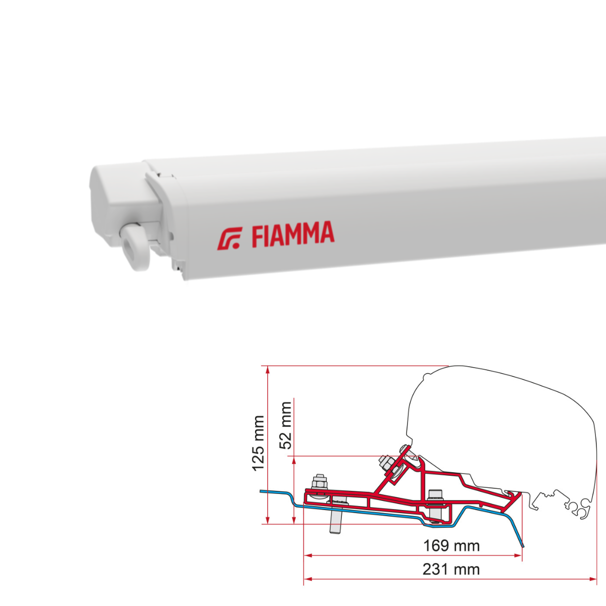 Markise FIAMMA F80 S 320 Royal grey Huis wit incl. Adapterkit Ford Transit H2 L3 Markise FIAMMA F80 S 320 Royal grey Gehaeuse weiss inkl. Adapterkit Ford Transit H2 L3 - 07830B01R 98655Z167