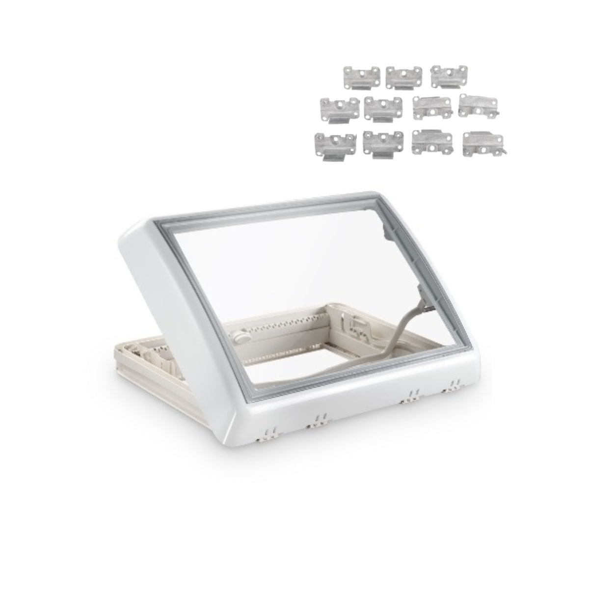 DOMETIC Midi Heki Style Bügel weiß Dachstärke 43 - 52 mm mit Zwangsbelüftung DOMETIC Midi Heki Style Buegel weiss Dachstaerke 43 - 52 mm mit Zwangsbelueftung - 9104120057 9104100264