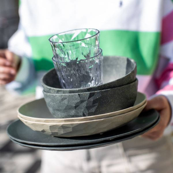 KOZIOL Geschirrset CLUB nature ash grey-desert sand 8-tlg- - Kozio-Nr. 8911465