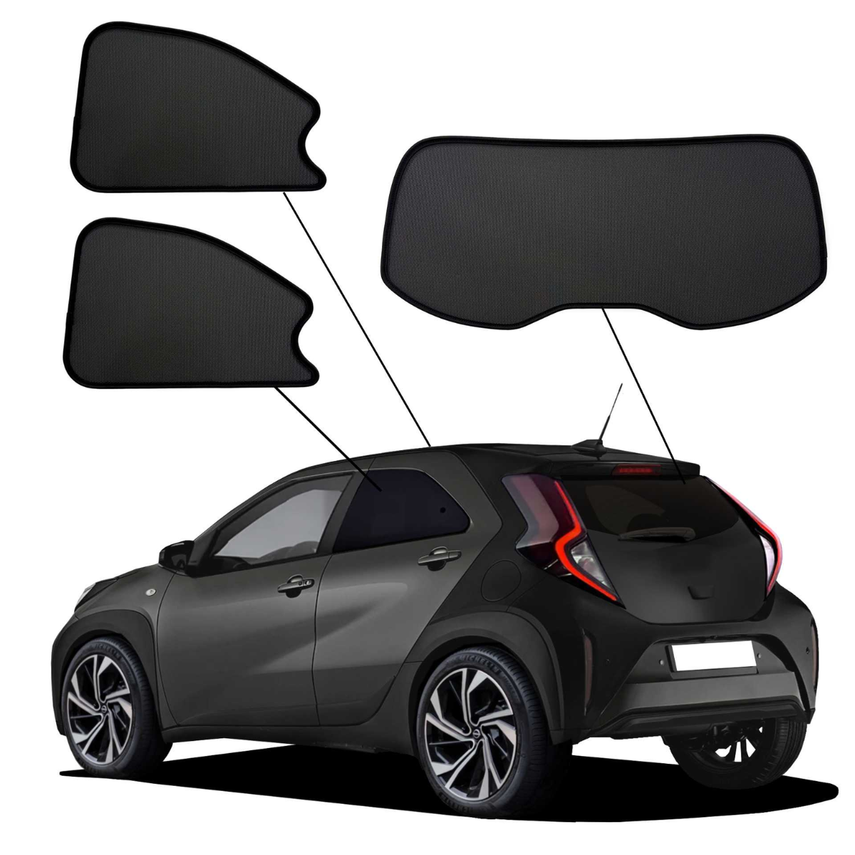 WINDESA SunClip Sonnenschutz - Sichtschutz Toyota Aygo X ab Bj. 2022 Set AC - sun-10373ac