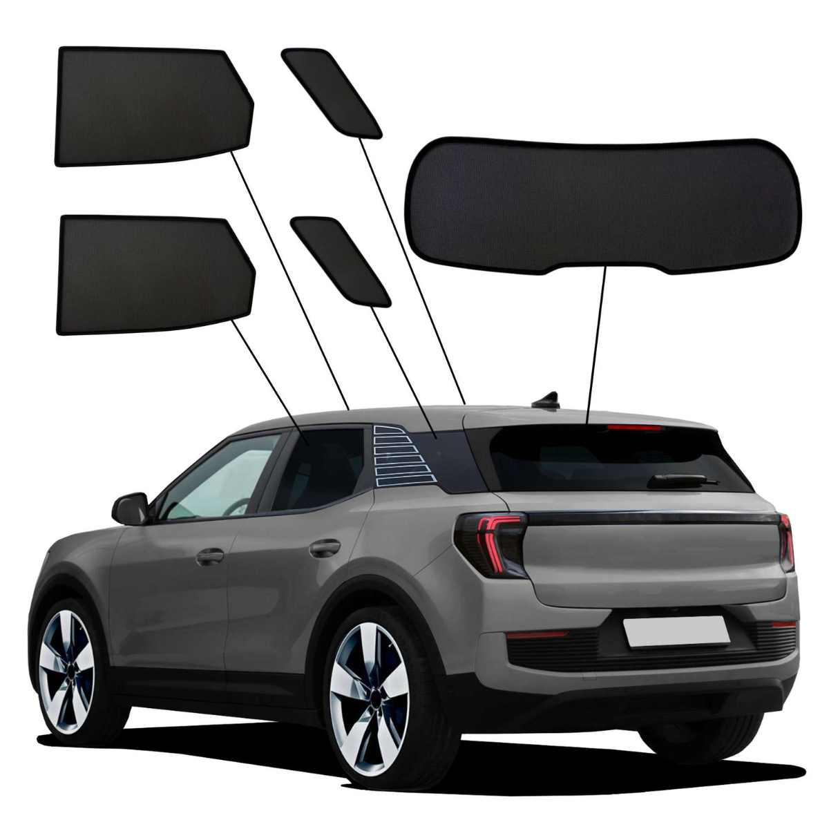 WINDESA SunClip Sonnenschutz - Sichtschutz Ford Explorer EV ab Bj. 2024 Set ABC - sun-10376abc