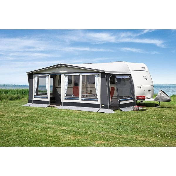 DWT Wohnwagen-Vorzelt POLO Gr. 10 Umlaufmass 821-850 cm Tiefe 240 cm mit 25 mm Stahlgestaenge