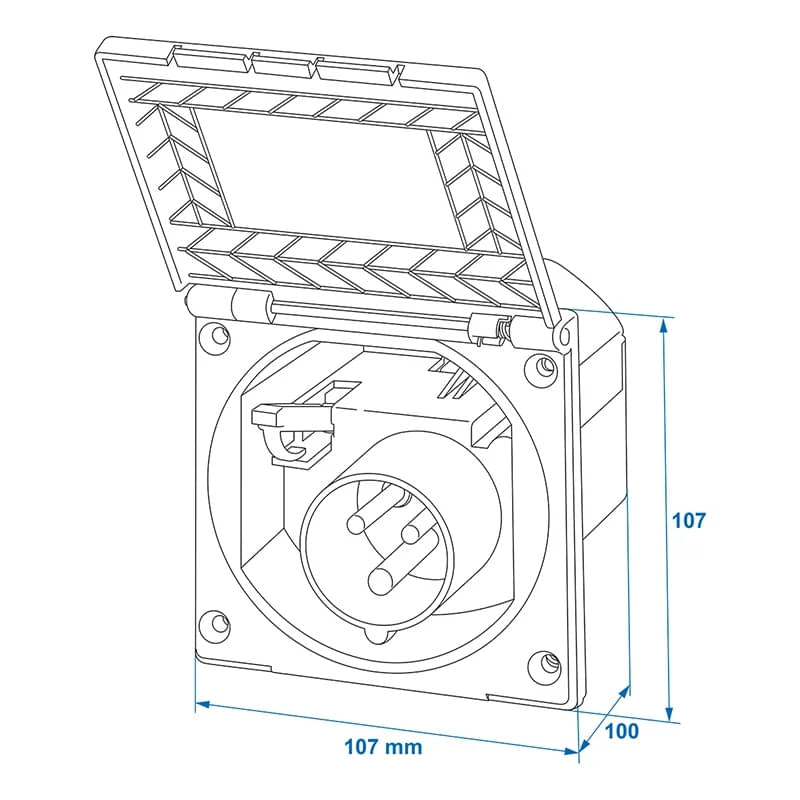 ProPlus CEE-Einspeisestecker Einbau eckig 105 x 105 mm Weiss ProPlus CEE-Einspeisestecker Einbau eckig 105 x 105 mm Weiss - 373504