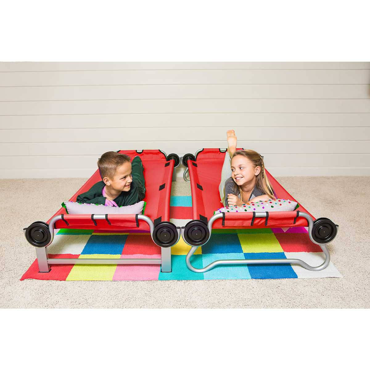 Disc-O-Bed KID-O-BUNK - Kinder Etagenbett rot mit Seitentaschen - 30405BO