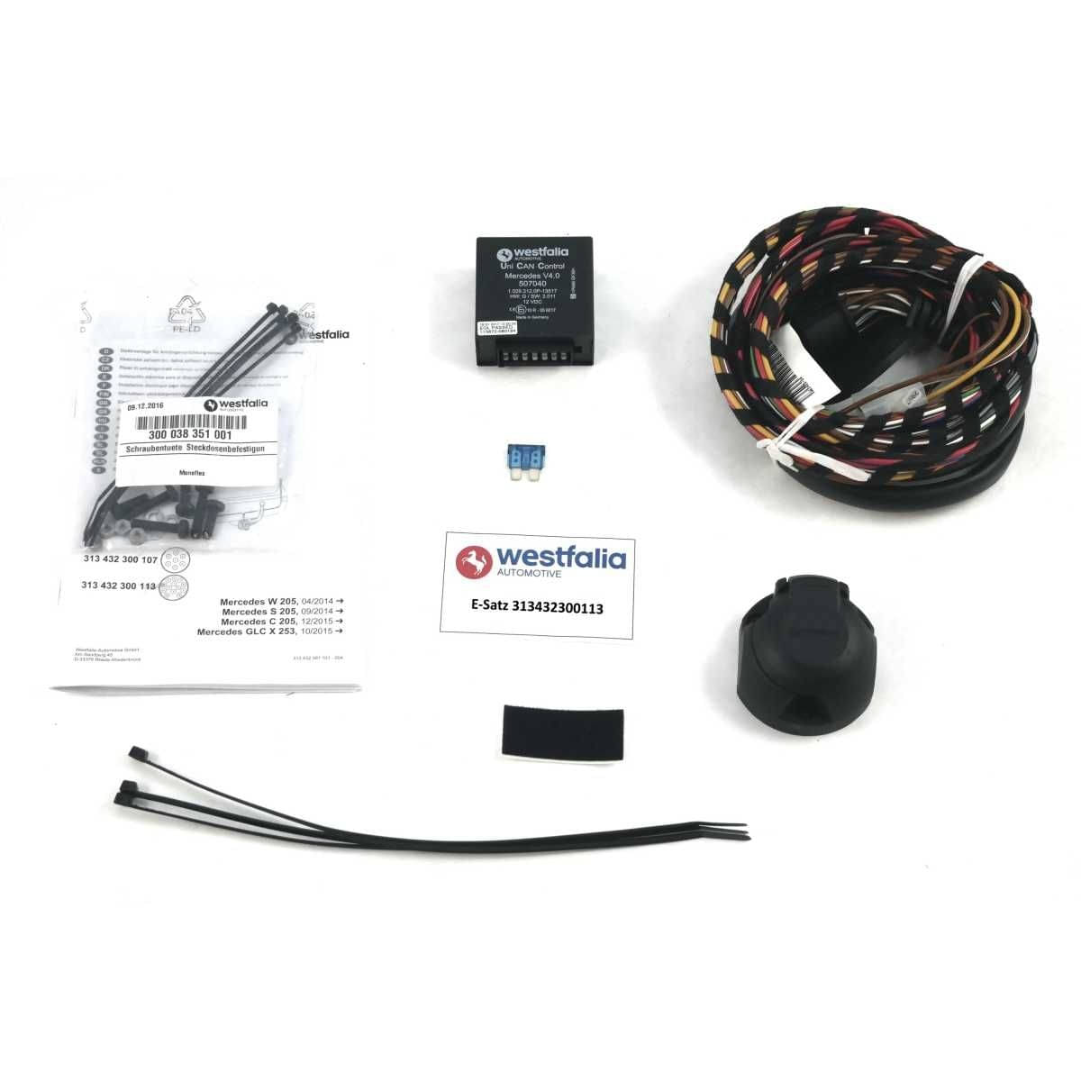 Westfalia Abnehmbare Anhaengerkupplung fuer Mercedes C-Klasse Kombi-Limousine -W205-S205- -BJ 03-2014-06-2018- - auch fuer Cabrio - Coupe - im Set mit 13-pol. fahrzeugspezifischem Elektrosatz - 313432900113