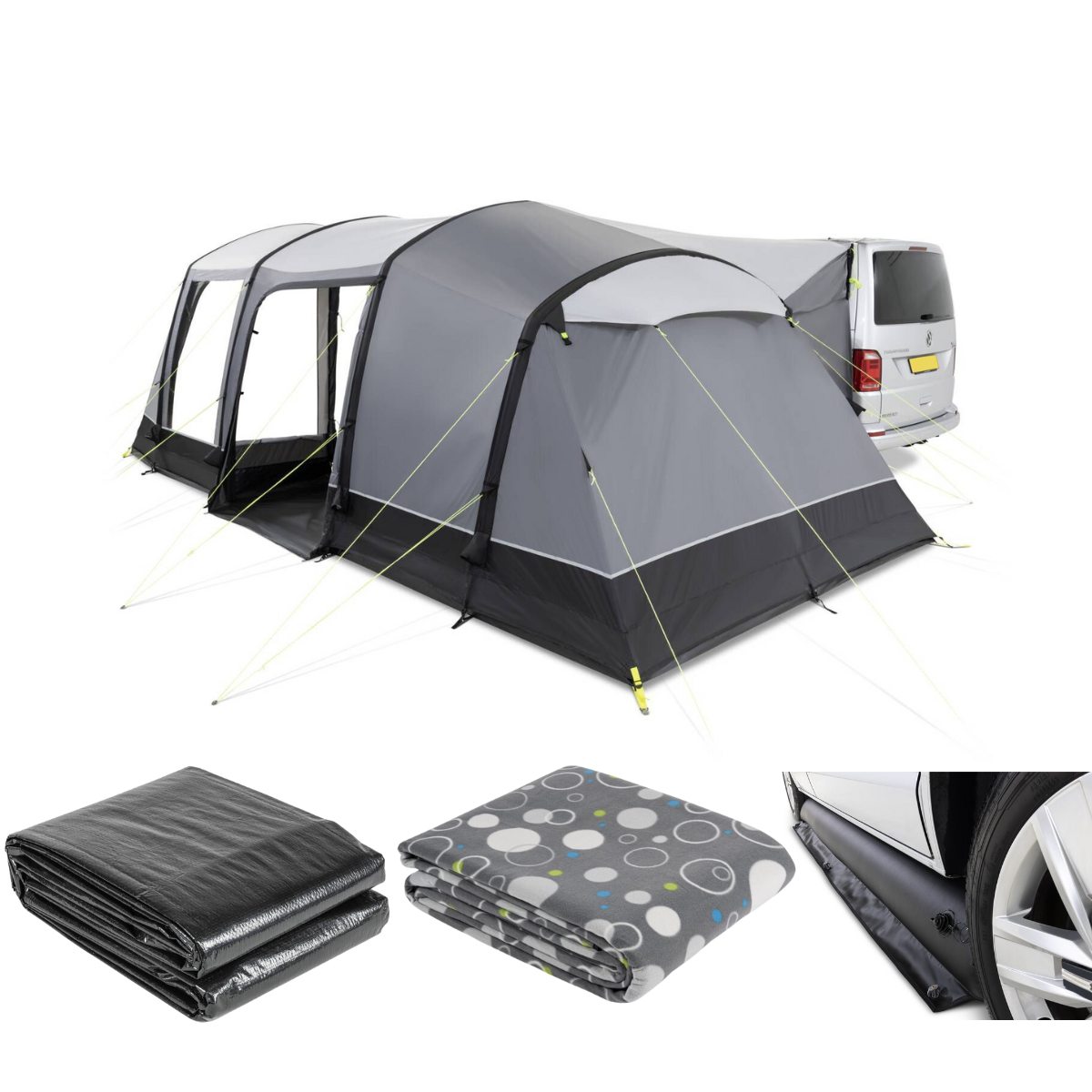 Kampa Touring AIR RH aufblasbares Driveaway-Vorzelt- Breite 6-1 m inkl. aufblasbare Bodenschuerze- Zeltteppich und Zeltunterlage