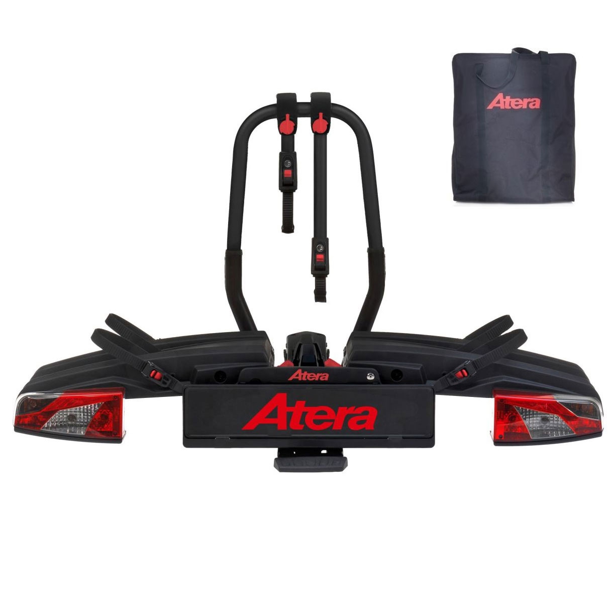 ATERA GENIO PRO Advanced 022784 Fahrradtraeger 2er Red Edition faltbar inkl- Tasche- Limitierte Auflage zum 60- Geburtstag von Atera - Red Edition- Fahrradtraeger fuer die Anhaengerkupplung von ATERA aus dem Allgaeu