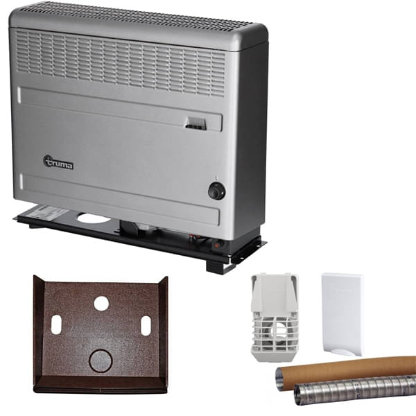 Heizungset -Abgasfuehrung Wand- fuer Einbau im Kleiderschrank- Heizung inkl. Einbaukasten- Wandkaminset