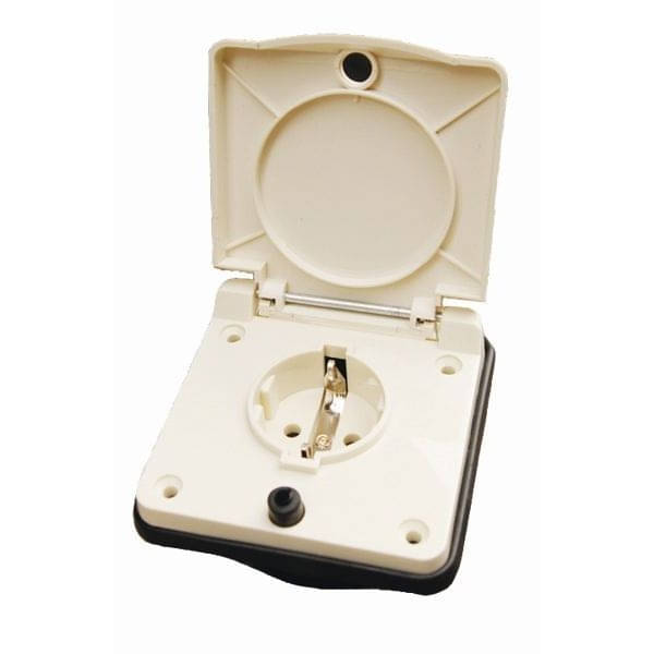 FAWO Schuko Aussensteckdose mit Klappdeckel creme