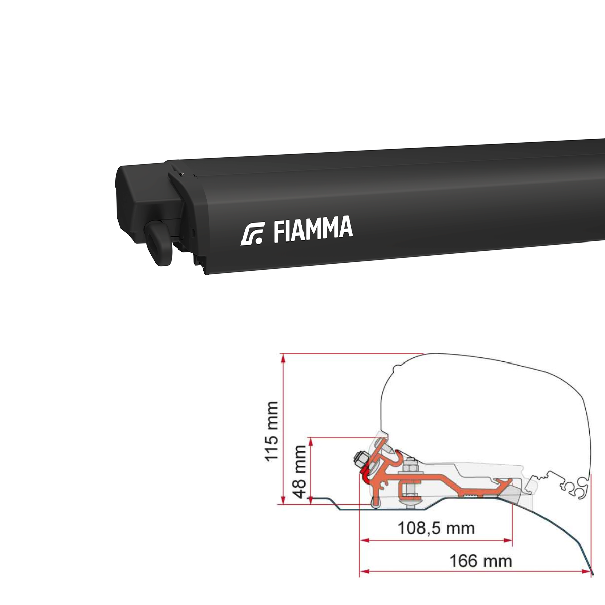 Markise FIAMMA F80 S 400 Royal grey Huis deep black incl. adapterkit zilver Fiat Ducato Jumper Bo Markise FIAMMA F80 S 400 Royal grey Gehaeuse deep black inkl. Adapterkit silber Fiat Ducato Jumper Bo - 07831E01R 98655Z148