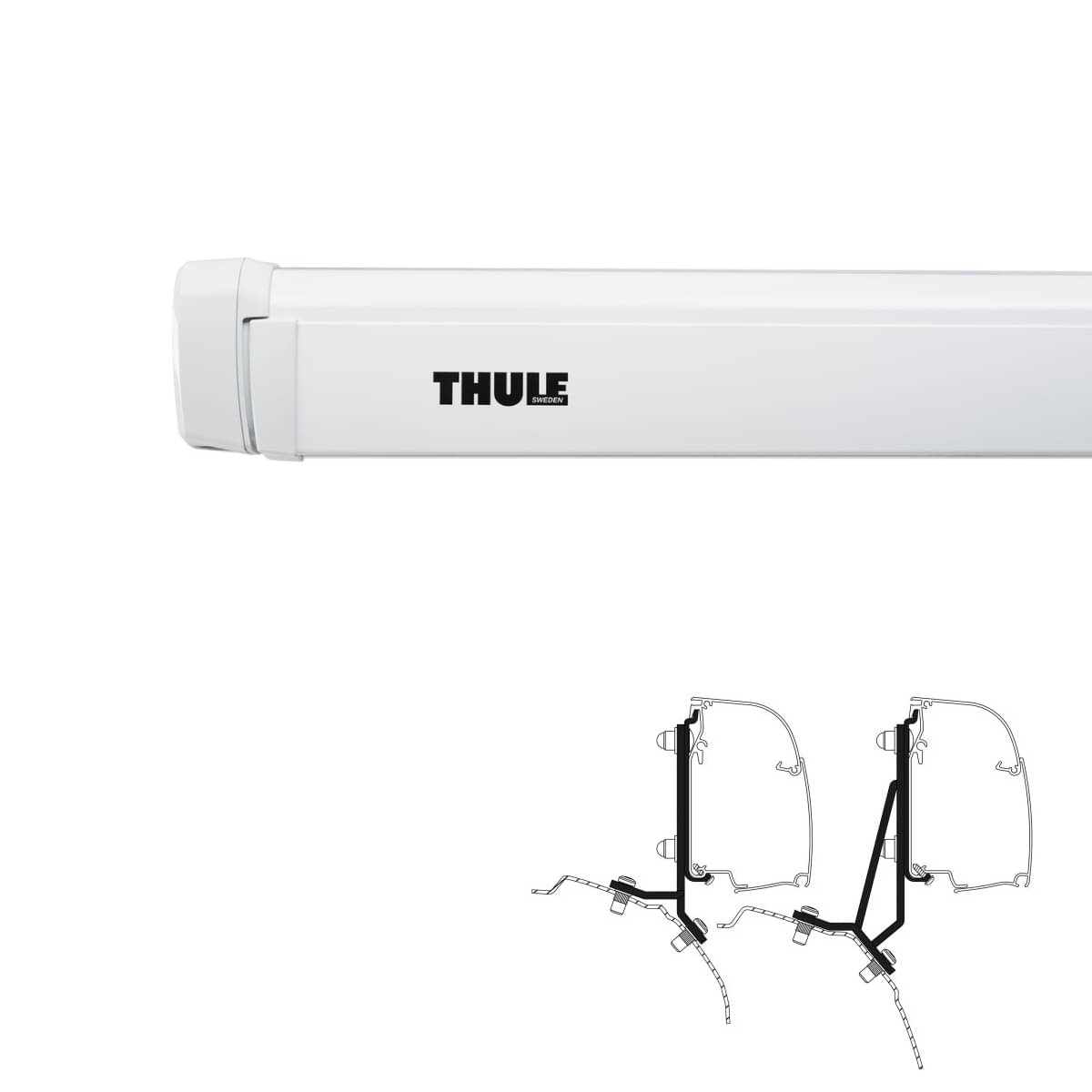 THULE Omnistor Markise 4200 Gehaeuse weiss Tuch Mystic grau 260 cm - 302800