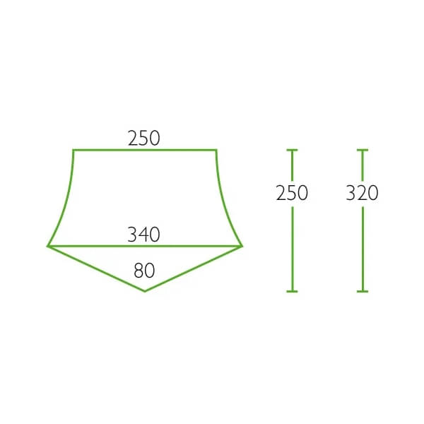 DWT Sonnnenvordach Delta II Gr. 1 250-340 x 170-250 cm mit 22 mm Aufstellstangen - 1870851
