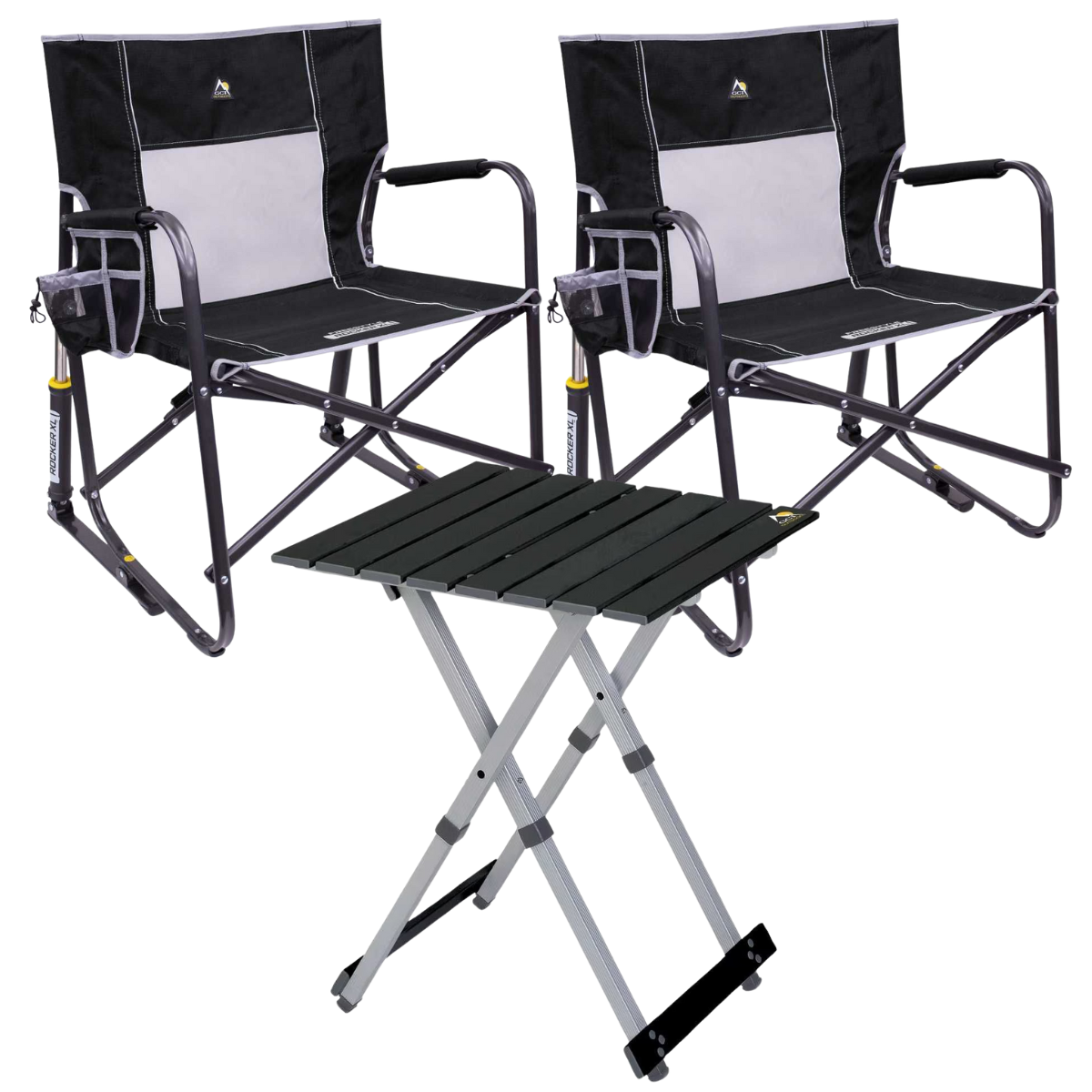 Set GCI Tisch Camp Table 20 - 2 Schaukelstuehle Freestyle Rocker XL Black - 47010 39126