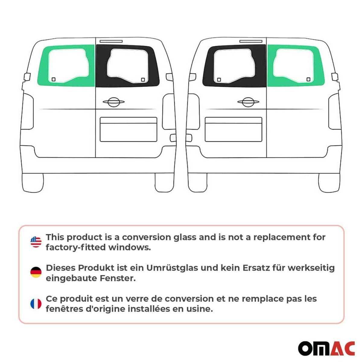 OMAC Heckscheibe Heckfenster Citroen Jumpy L1/L2/L3 ab Bj. 2017 2er-Set Links/Rechts OMAC Heckscheibe Heckfenster Citroen Jumpy L1-L2-L3 ab Bj. 2017 2er-Set Links-Rechts - 5726405-1BDF-SET