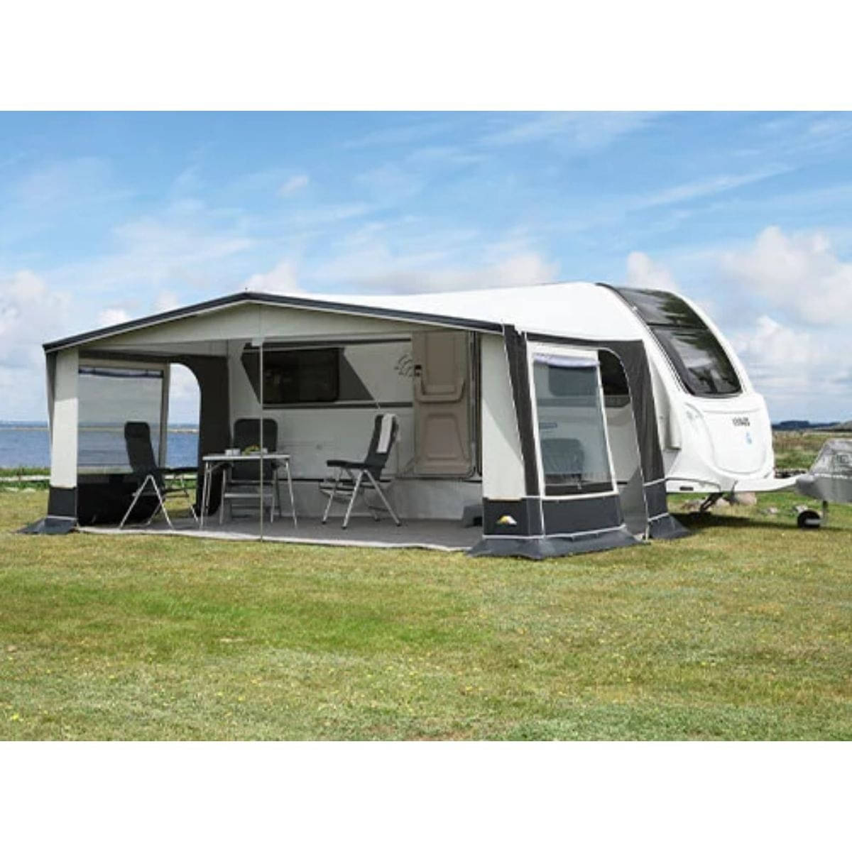 DWT Wohnwagen-Vorzelt JUBILEE 40 Gr. 9 Umlaufmass 791-820 cm Tiefe 240 cm Travel-Paket Alu-Gestaenge - 122149TALU