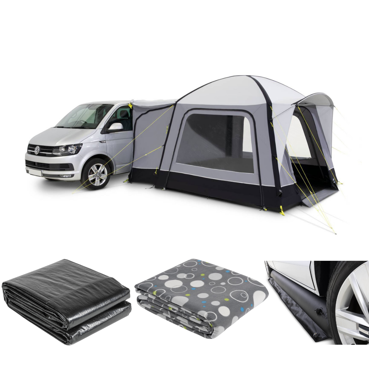 Kampa Cross AIR TC aufblasbares PolyCotton-Driveaway-Vorzelt- 3 m Breite inkl. aufblasbare Bodenschuerze- Zeltteppich und Zeltunterlage