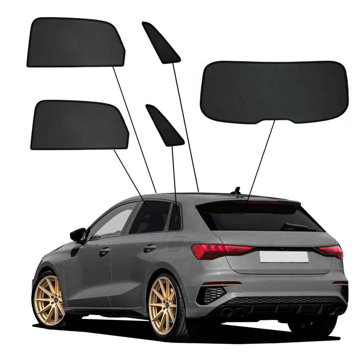 WINDESA SunClip Sonnenschutz - Sichtschutz Audi A3 Sportback ab Bj. 2020 Set ABC - sun-10343abc