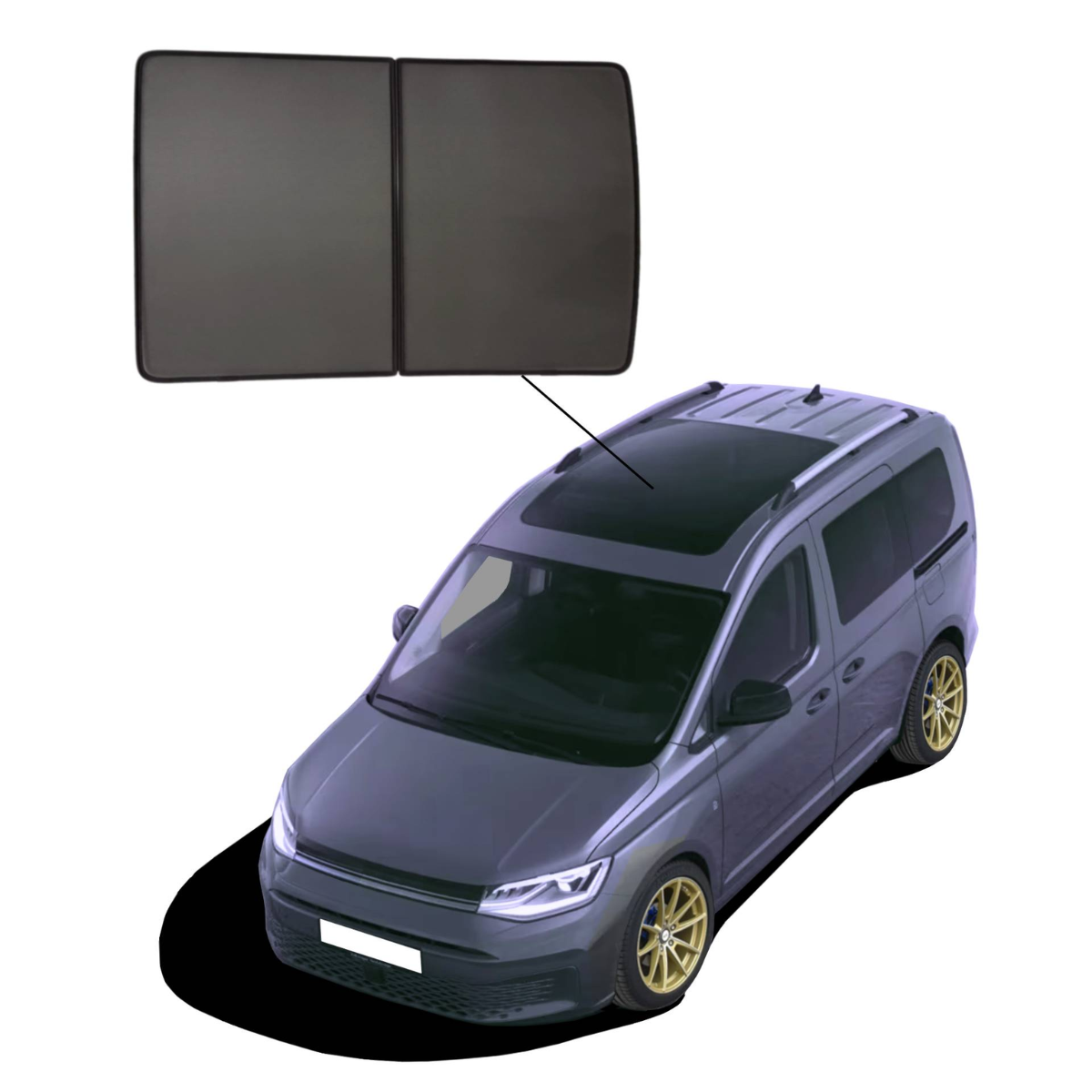 WINDESA SunClip Sonnenschutz - Sichtschutz VW Caddy 5 Panoramadach ab Bj. 2020 Set PD-VW - sun-10505pd-vw