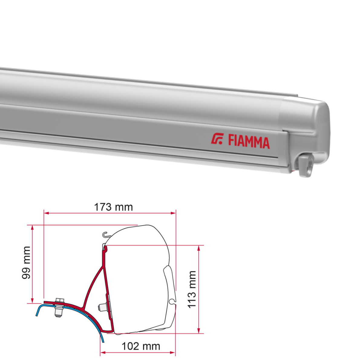 Luifel FIAMMA F45 S 230 Royal grey Huis titanium incl. Adapterkit Renault Trafic Opel Vivaro tot Markise FIAMMA F45 S 230 Royal grey Gehaeuse titanium inkl. Adapterkit Renault Trafic Opel Vivaro bis - 06290P01R 98655-854