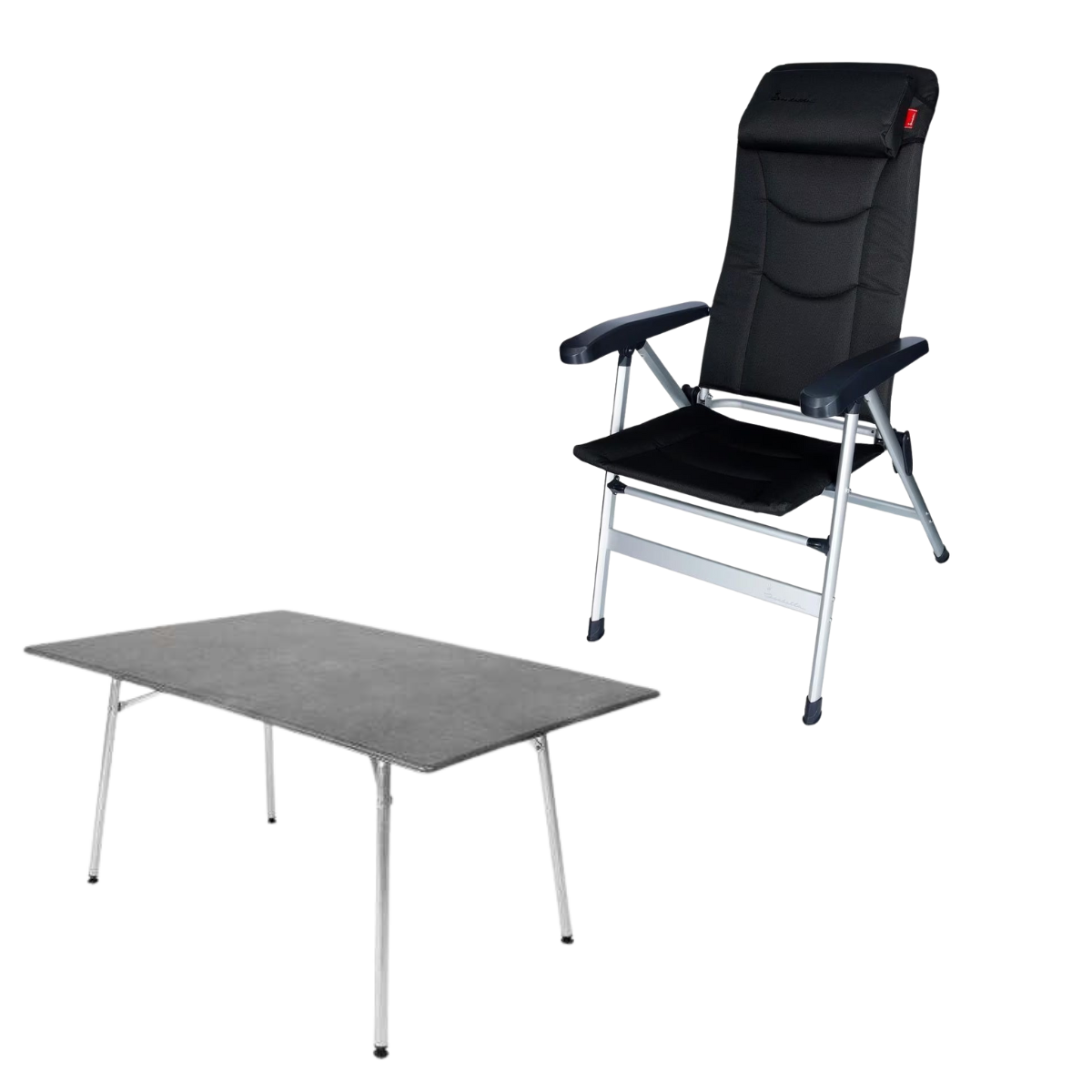 ISABELLA Campingstuhl Thor dunkelgrau mit Esstisch 90 x 160 cm ISABELLA Campingstuhl Thor dunkelgrau mit Esstisch 90 x 160 cm