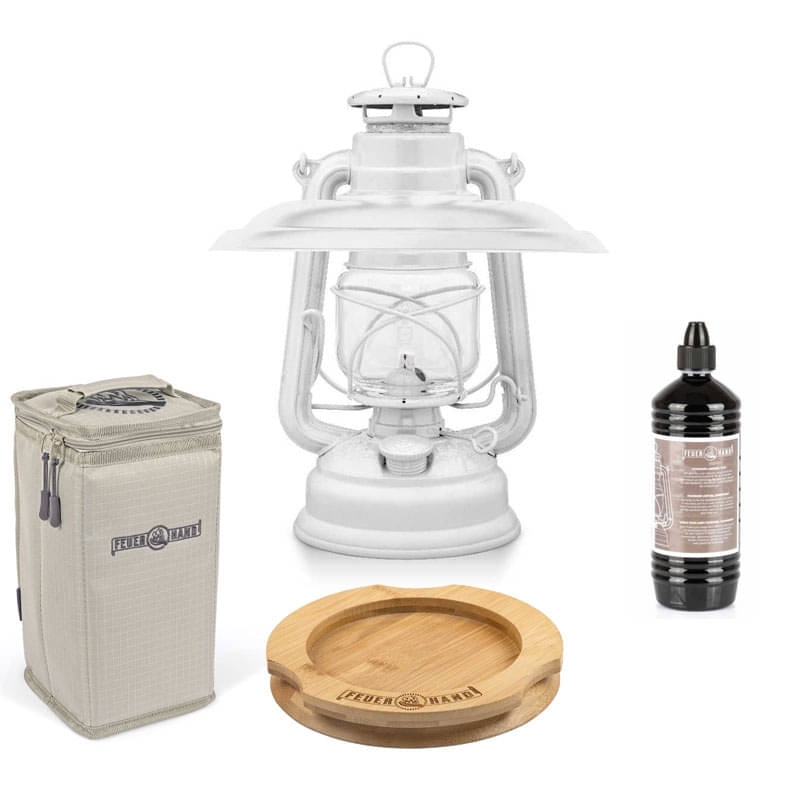 FEUERHAND Sturmlaterne 276 Pure White Komplett-Set 5.0