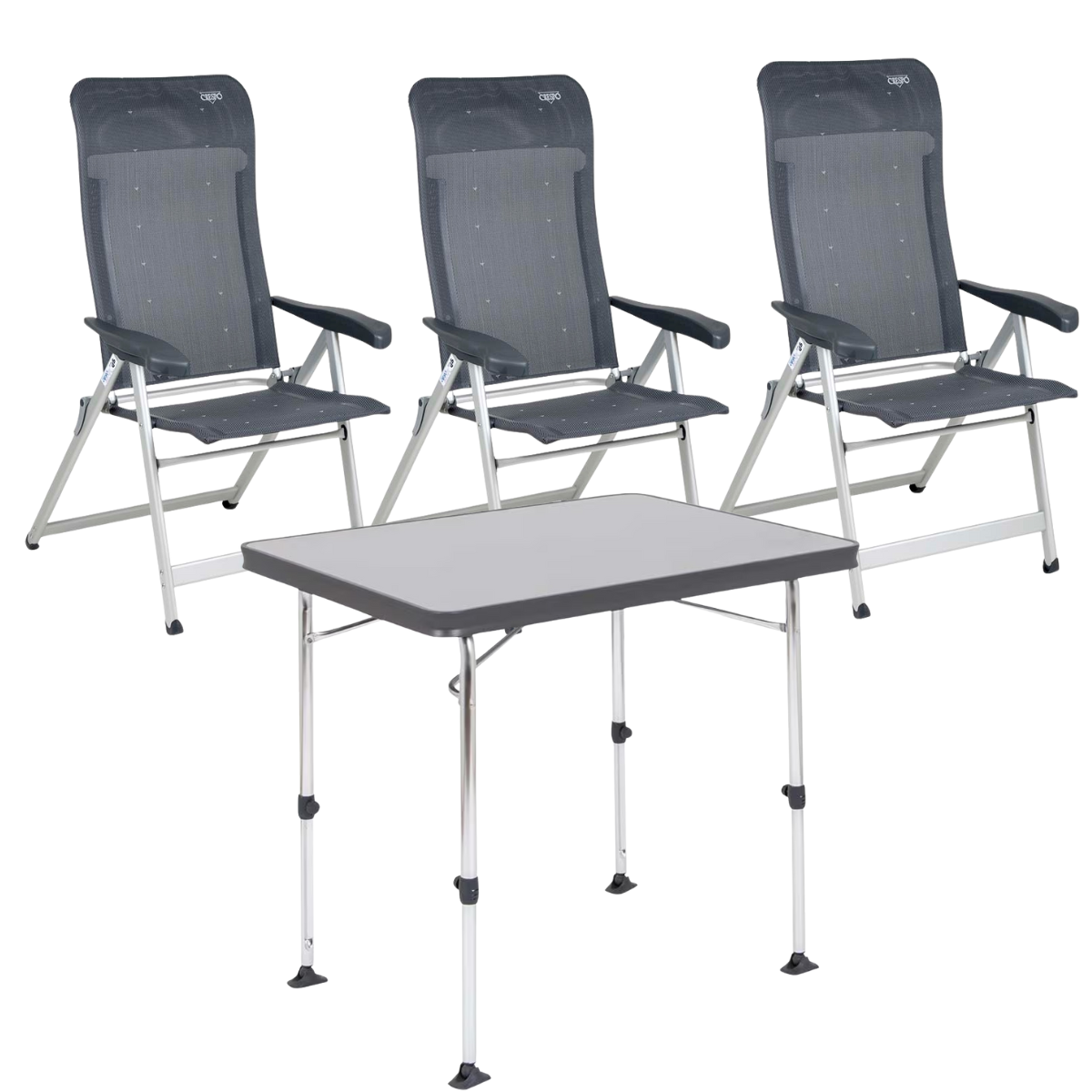 CRESPO Campingstuhl Classic AL/237 anthrazit 3er-Set & Tisch Ligero AL/246 100x65 cm grau CRESPO Campingstuhl Classic AL-237 anthrazit 3er-Set - Tisch Ligero AL-246 100x65 cm grau - 1149082 1151353