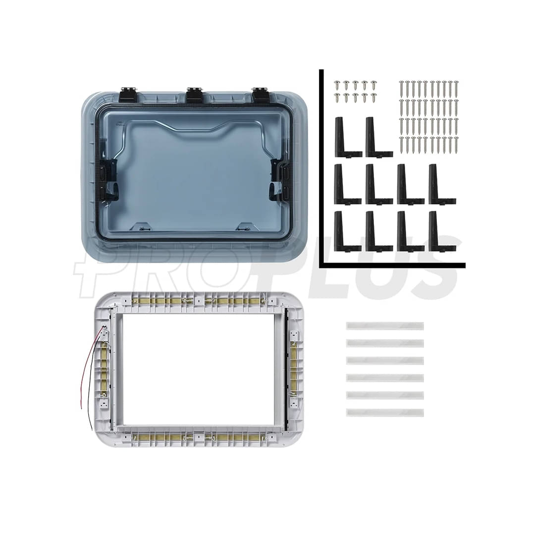 ProPlus Dachhaube 700x500 mm- Dachstaerke 25-60 mm- ohne Zwangsbelueftung- mit LED- Transparent 610910