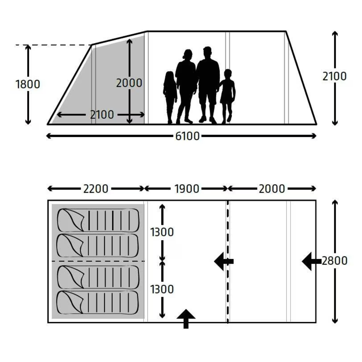 KAMPA aufblasbares Campingzelt Hayling 4 AIR TC - 9120001251