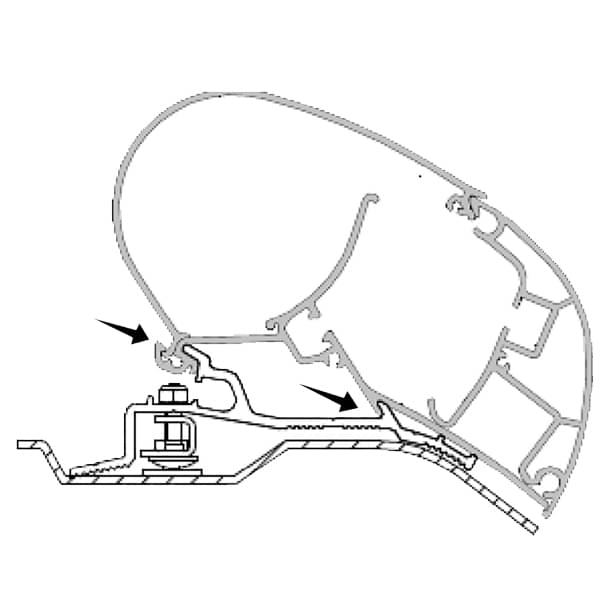 DOMETIC Adapter Fiat Ducato H2 ab 2006 fuer Markise Perfect Roof 9600049961