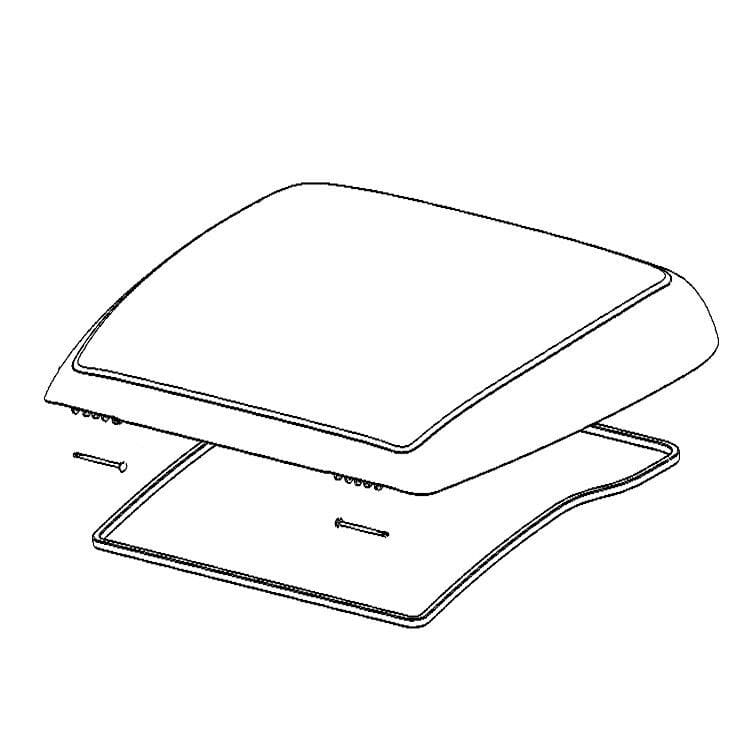 DOMETIC Vervangend onderdeel glas compleet met afdichting en scharnierpen voor Mini Heki / Mini Heki Style / Mini Heki FL DOMETIC Ersatzteil Glas komplett mit Dichtung und Scharnierbolzen fuer Mini Heki - Mini Heki Style - Mini Heki FL
