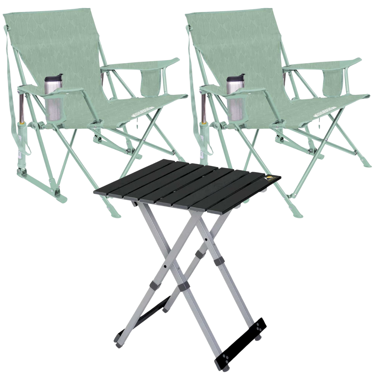 Set GCI Tisch Camp Table 20 - 2 Schaukelstuehle Kickback Rocker Leaf Pastel Green - 410331 39126