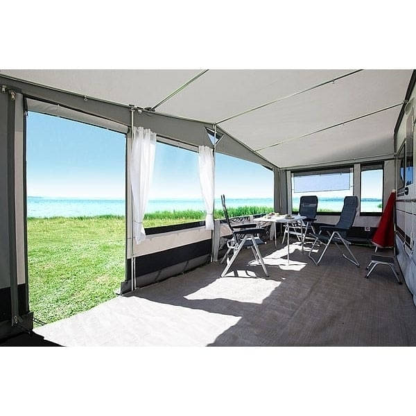 DWT Wohnwagen-Vorzelt PARADIES III Gr. 20 Umlauf 1121-1150 cm Tiefe 240 cm mit 28 mm Stahlgestaenge - 125080S28