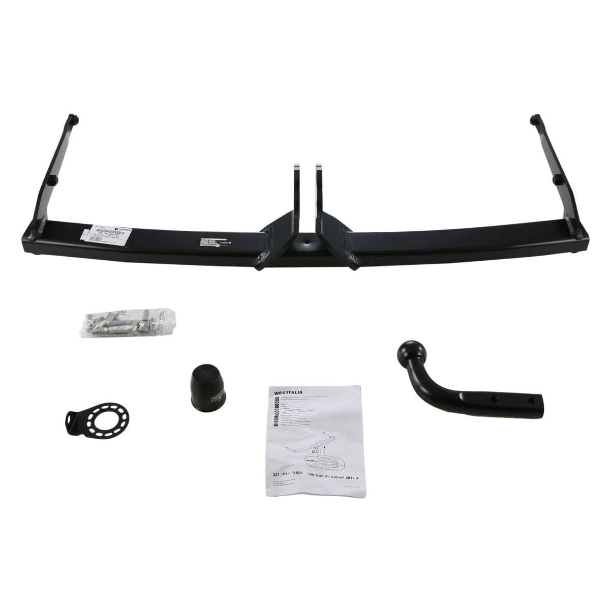 Westfalia Starre Anhaengerkupplung fuer VW Golf 7 Variant -BJ 06-2014-08-2020- - nur fuer Fzg ohne Vorruestung - im Set mit 13-pol. fahrzeugspezifischem Elektrosatz - 321783900113