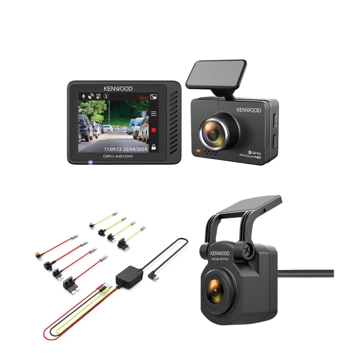 KENWOOD DashCam DRV-A510W Komplett-Set mit KCA-R110 und CA-DR1130