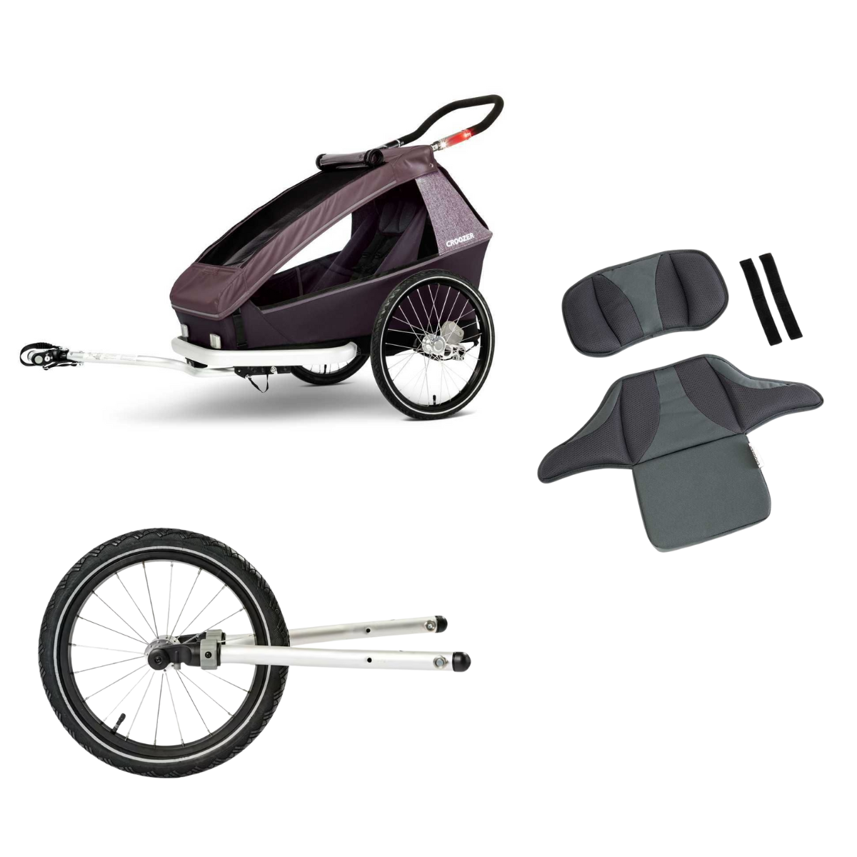 CROOZER Kinderfahrradanhänger Kid Vaaya 1 3in1-Set Blossom Red mit 1 Sitzstütze