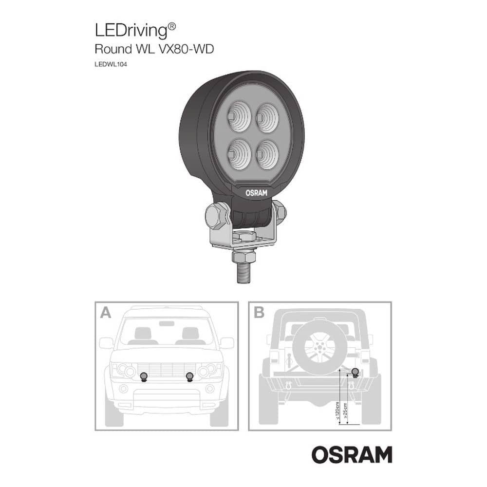 OSRAM LEDriving® Round WL VX80-WD Arbeitsscheinwerfer OSRAM LEDriving® Round WL VX80-WD Arbeitsscheinwerfer - LEDWL104-WD