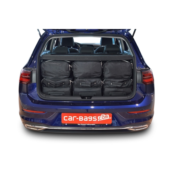 Car Bags V13801S VW Golf 8 5-T- Bj- 20- Reisetaschen Set- Verstellbarer Ladeboden in oberer Position- Auf Ihr Auto massgeschneidert- Das Original