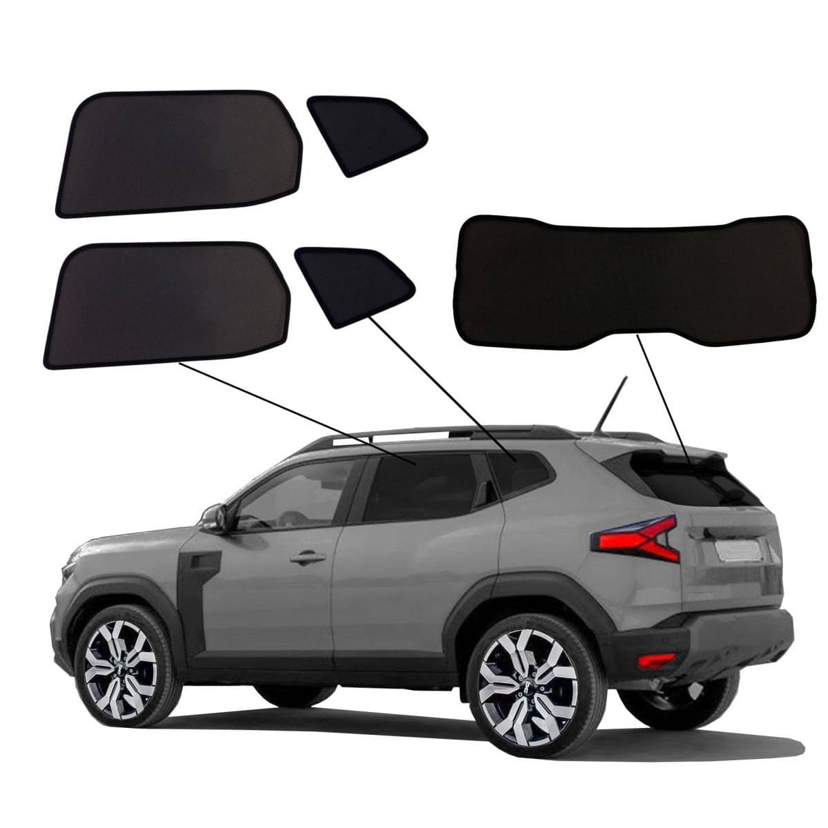 WINDESA SunClip Sonnenschutz - Sichtschutz Dacia Duster 3 ab Bj. 2024 Set ABC - sun-10317abc