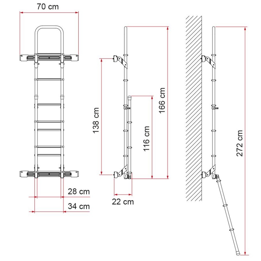 FIAMMA Deluxe DJ Leiter eloxiert - Kit Bars MB Sprinter ab 2006 - VW Crafter 2006 - 2016