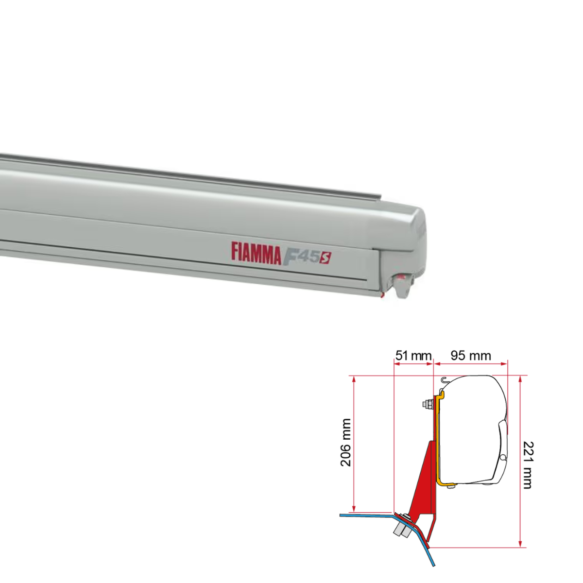Markise FIAMMA F45 S 300 Royal grey Gehaeuse titanium inkl- Adapterkit Ford Custom V710 ab Bj- 2023 - VW T7 Transp- ab Bj. 2025 High Roof H1 L2 - 06290A01R 98655Z196