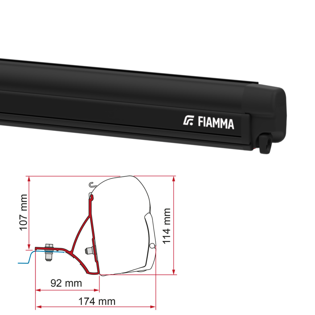 Markise FIAMMA F45 S 260 Royal grey Gehaeuse deep black inkl. Adapterkit Renault Trafic Opel Vivaro - 06759H01R 98655Z021