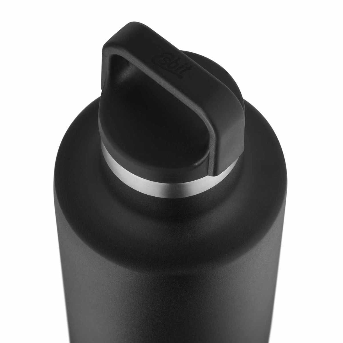 ESBIT Edelstahl Isolierflasche SCULPTOR 1000 ml Schwarz -Standard Mouth- mit Manschette - IB1000SC-SL-BK