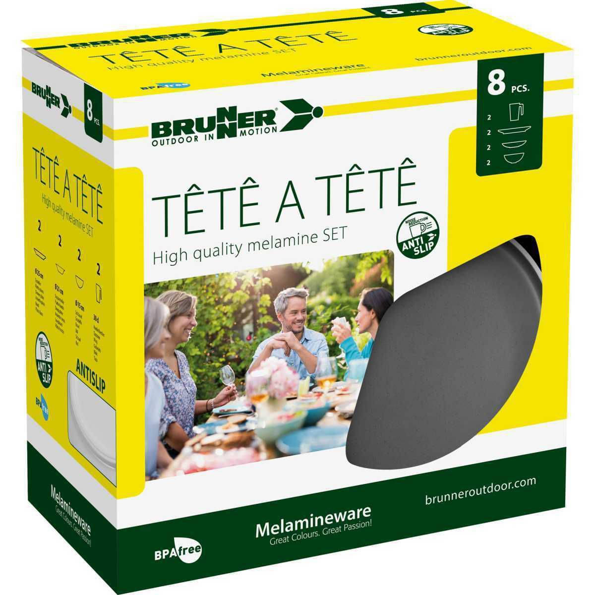 BRUNNER Dolomit Tete-a-Tete Geschirrset grau 8-tlg BRUNNER Dolomit Tete-a-Tete Geschirrset grau 8-tlg - 0830143N.C20