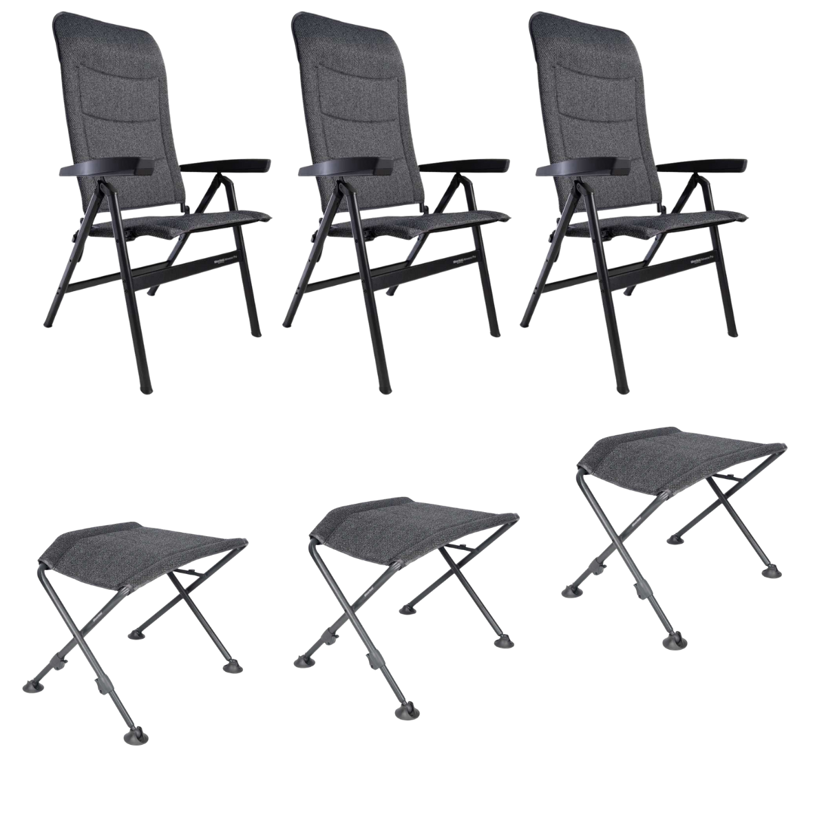 WESTFIELD Campingstuhl Advancer Pro dark grey melange - Beinauflagen FOCUS 3er-Set - 201-1884 DGM 201-812 DGM