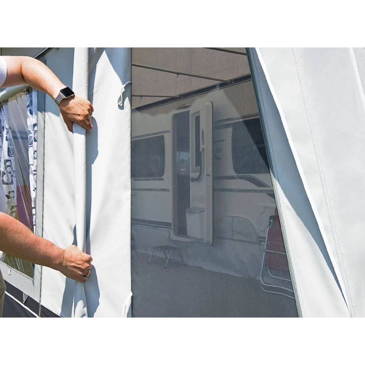 DWT Wohnwagen-Vorzelt DOMINO Gr. 11 Umlaufmass 851-880 cm Tiefe 250 cm mit 25 mm Stahlgestaenge - 1421110