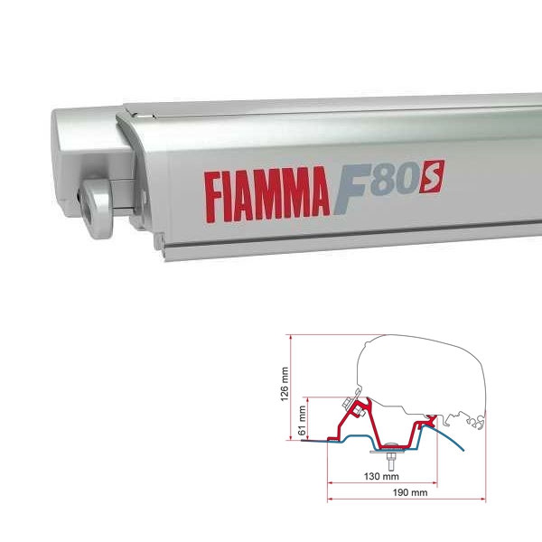 Markise FIAMMA F80 S 320 Royal grey Gehaeuse titanium inkl. Adapter Mercedes Sprinter II VW Crafter I H2 L1 ab 2006 - 2018 ohne Schiene auf dem Dach