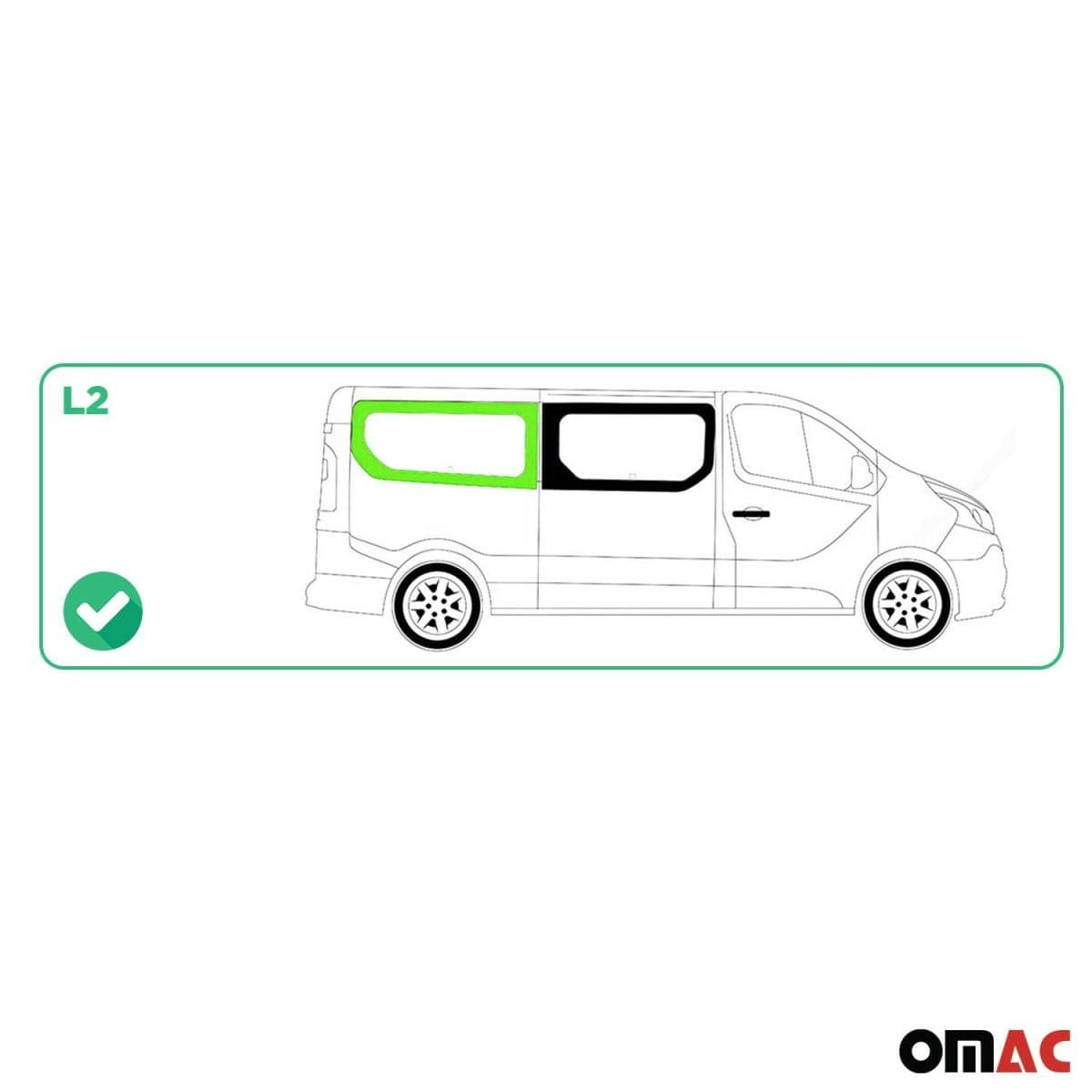 OMAC Seitenfenster Seitenscheibe Fiat Talento L2 Bj. 2016-2020 Hinten Rechts - 6126405L-1RSFR