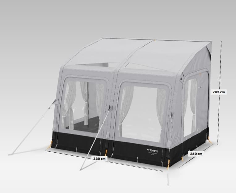 DOMETIC aufblasbares Vorzelt Rally AIR Tour 330S- 330 x 250 cm- Anbauhoehe 235-265 cm - CampingFactory-Starter-Edition
