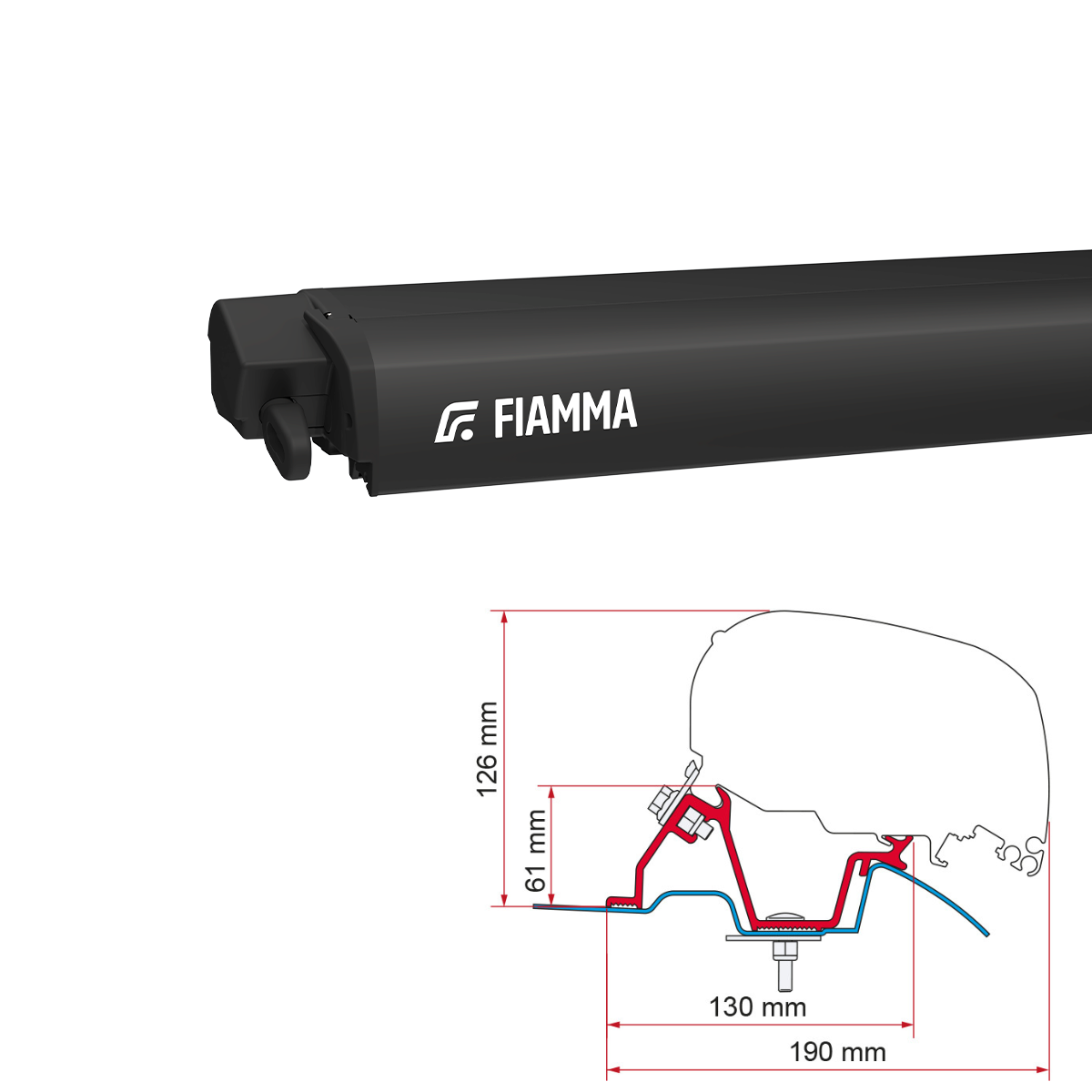 Markise FIAMMA F80 S 400 Royal grey Huis deep black incl. Adapterkit Mercedes Sprinter II VW Craf Markise FIAMMA F80 S 400 Royal grey Gehaeuse deep black inkl. Adapterkit Mercedes Sprinter II VW Craf - 07831E01R 98655-746
